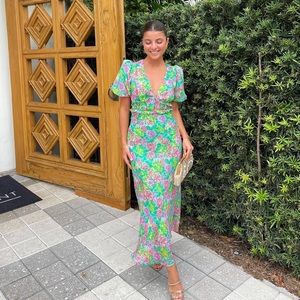 ASTR the Label Esperanza Floral Puff Sleeve Midi Dress